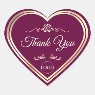 Noble Wine Red met gouden Lijst en Logo Dank u Hart Sticker