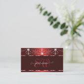 Noble Wine Red Squiggles Sparkle Diamonds Monogram Visitekaartje (Staand voorkant)