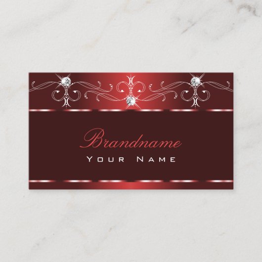 Noble Wine Red Squiggles Sparkle Diamonds  Visitekaartje (Voorkant)