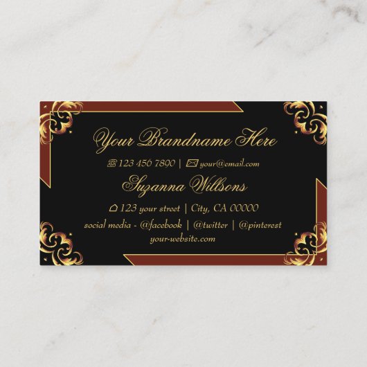 Noble Zwart Bruin Goud met Logo Impressive Visitekaartje (Achterkant)