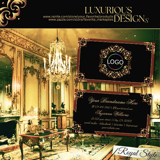 Noble Zwart Bruin Goud met Logo Impressive Visitekaartje