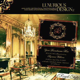 Noble Zwart Bruin Goud met Monogram Indrukwekkend Visitekaartje