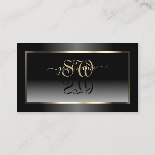 Noble zwart en wit verloop Initialen licht goud Visitekaartje (Voorkant)