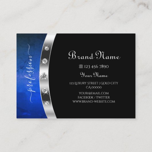 Noble Zwart en Zilver Amulet Blauw Groen Marmer Visitekaartje (Achterkant)