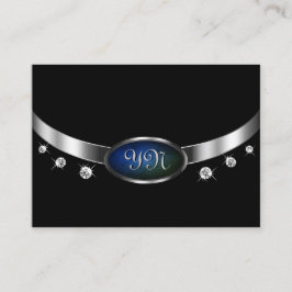Noble Zwart en Zilver Amulet Blauw Groen Marmer Visitekaartje