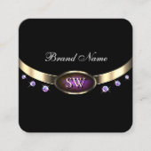 Noble Zwart Goud Paarse Marmeren Initialen Diamant Vierkante Visitekaartje (Voorkant)