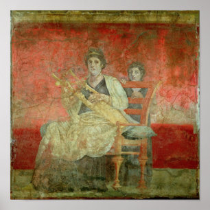 Noblewoman die een Cithera speelt Poster