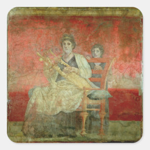 Noblewoman die een Cithera speelt Vierkante Sticker
