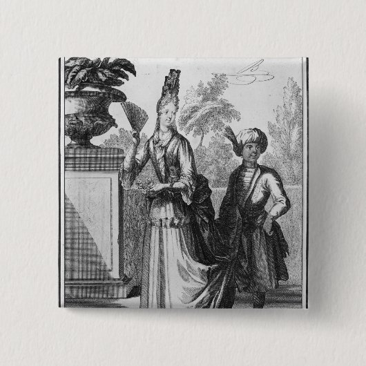 Noblewomen's jurk, eind 17e eeuw vierkante button 5,1 cm (Voorkant)