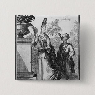 Noblewomen's jurk, eind 17e eeuw vierkante button 5,1 cm