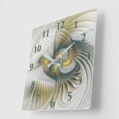 Nobly and Golden Abstract Fantasy Fractal Art Vierkante Klok (Hoek)