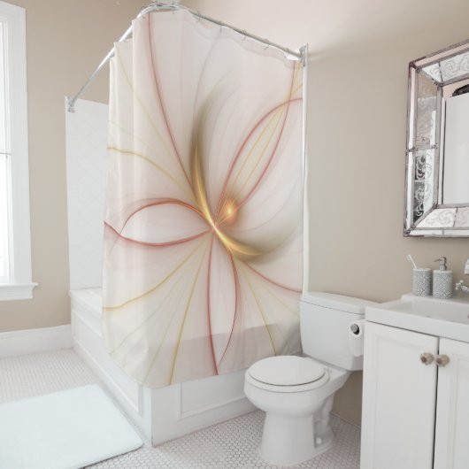 Nobly Copper and Gold Abstract Modern Fractal Art Douchegordijn (In situ)