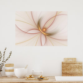 Nobly Copper and Gold Abstract Modern Fractal Art Poster