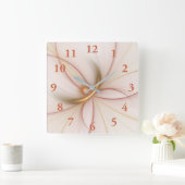 Nobly Copper and Gold Abstracte Modern Fractal Art Vierkante Klok (Huis)