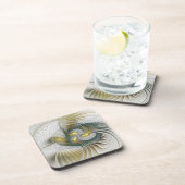 Nobly Golden Blauwgroen Abstracte Fantasy Fractal Bier Onderzetter (Rechterzijde)
