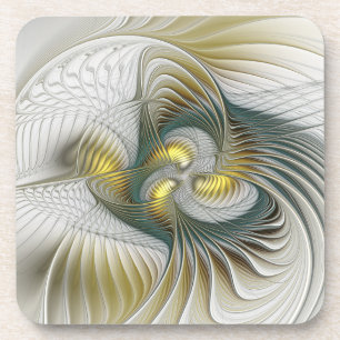 Nobly Golden Blauwgroen Abstracte Fantasy Fractal Bier Onderzetter