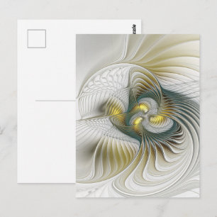 Nobly Golden Blauwgroen Abstracte Fantasy Fractal Briefkaart