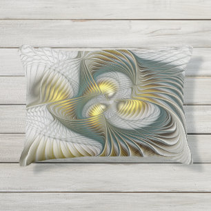 Nobly Golden Blauwgroen Abstracte Fantasy Fractal Buitenkussen