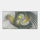 Nobly Golden Blauwgroen Abstracte Fantasy Fractal Bureaumat (Voorkant)