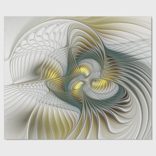 Nobly Golden Blauwgroen Abstracte Fantasy Fractal Cadeaupapier (Vlak)