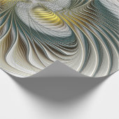 Nobly Golden Blauwgroen Abstracte Fantasy Fractal Cadeaupapier (Hoek)