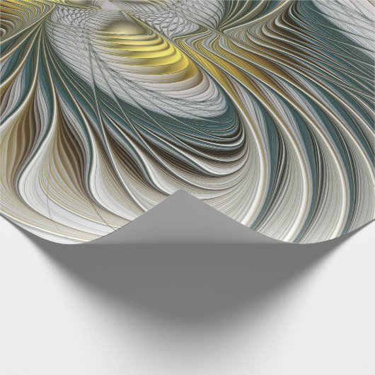 Nobly Golden Blauwgroen Abstracte Fantasy Fractal Cadeaupapier (Hoek)