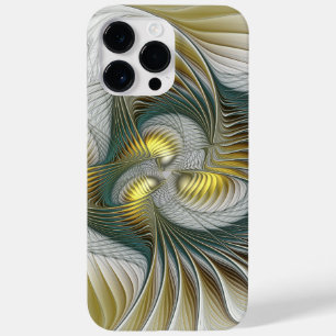 Nobly Golden Blauwgroen Abstracte Fantasy Fractal Case-Mate iPhone 14 Pro Max Hoesje
