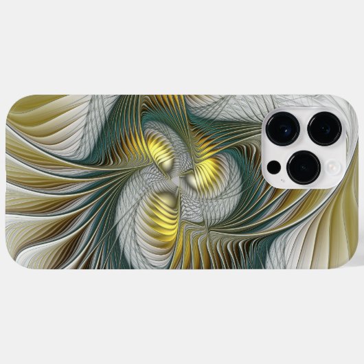 Nobly Golden Blauwgroen Abstracte Fantasy Fractal  Case-Mate iPhone Case (Achterkant (horizontaal))
