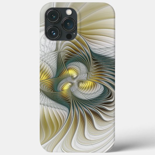 Nobly Golden Blauwgroen Abstracte Fantasy Fractal Case-Mate iPhone Case (Achterkant)