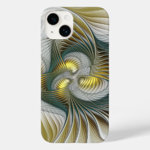 Nobly Golden Blauwgroen Abstracte Fantasy Fractal  Case-Mate iPhone 14 Hoesje
