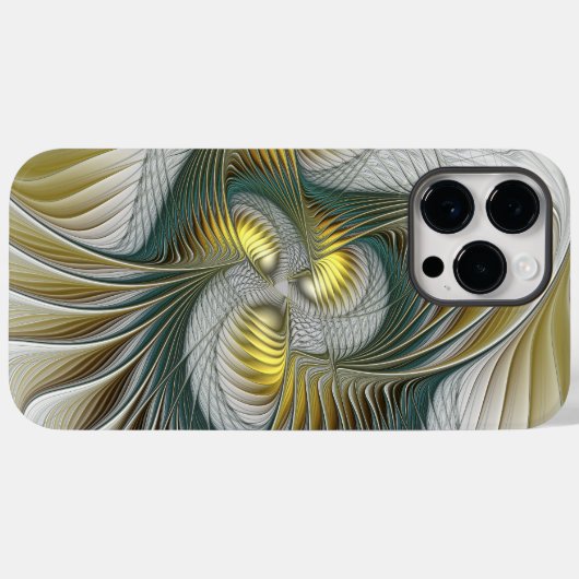 Nobly Golden Blauwgroen Abstracte Fantasy Fractal  Case-Mate iPhone Case (Achterkant (horizontaal))