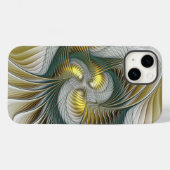 Nobly Golden Blauwgroen Abstracte Fantasy Fractal Case-Mate iPhone Case (Achterkant (horizontaal))