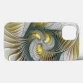 Nobly Golden Blauwgroen Abstracte Fantasy Fractal Case-Mate iPhone Case (Achterkant (horizontaal))