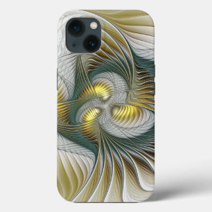 Nobly Golden Blauwgroen Abstracte Fantasy Fractal  Case-Mate iPhone Case