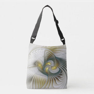 Nobly Golden Blauwgroen Abstracte Fantasy Fractal  Crossbody Tas