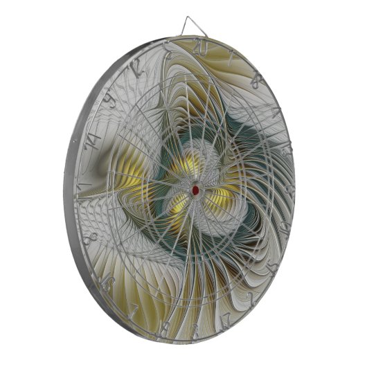 Nobly Golden Blauwgroen Abstracte Fantasy Fractal Dartbord (Voorkant Links)