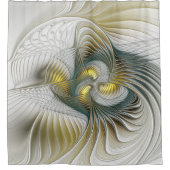 Nobly Golden Blauwgroen Abstracte Fantasy Fractal  Douchegordijn (Voorkant)