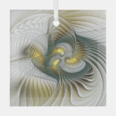 Nobly Golden Blauwgroen Abstracte Fantasy Fractal Glas Ornament (Voorkant)