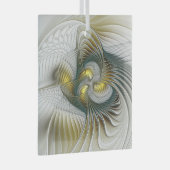 Nobly Golden Blauwgroen Abstracte Fantasy Fractal Glas Ornament (Voorkant Rechts)