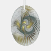 Nobly Golden Blauwgroen Abstracte Fantasy Fractal  Glas Ornament (Voorkant links)