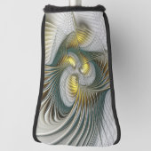 Nobly Golden Blauwgroen Abstracte Fantasy Fractal  Golfheadcover (Draai 90)