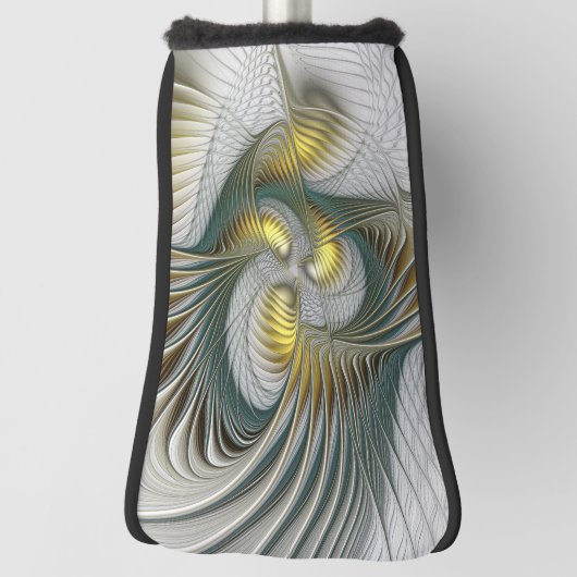 Nobly Golden Blauwgroen Abstracte Fantasy Fractal  Golfheadcover (Draai 90)