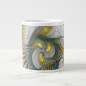 Nobly Golden Blauwgroen Abstracte Fantasy Fractal  Grote Koffiekop (Voorkant)