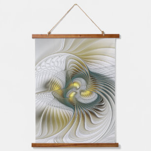 Nobly Golden Blauwgroen Abstracte Fantasy Fractal  Hangend Wandkleed