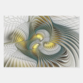 Nobly Golden Blauwgroen Abstracte Fantasy Fractal  Inpakpapier Vel (Voorkant)