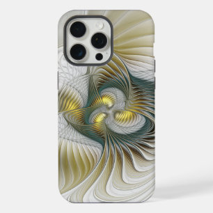 Nobly Golden Blauwgroen Abstracte Fantasy Fractal iPhone 15 Pro Max Case