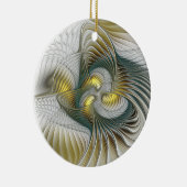 Nobly Golden Blauwgroen Abstracte Fantasy Fractal Keramisch Ornament (Rechts)