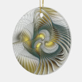 Nobly Golden Blauwgroen Abstracte Fantasy Fractal Keramisch Ornament (Links)
