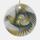 Nobly Golden Blauwgroen Abstracte Fantasy Fractal Keramisch Ornament (Achterkant)
