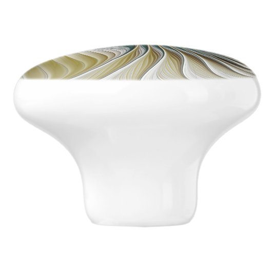 Nobly Golden Blauwgroen Abstracte Fantasy Fractal Keramische Knop (Zijkant)